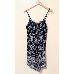 No Boundaries Navy and White High Low Dress